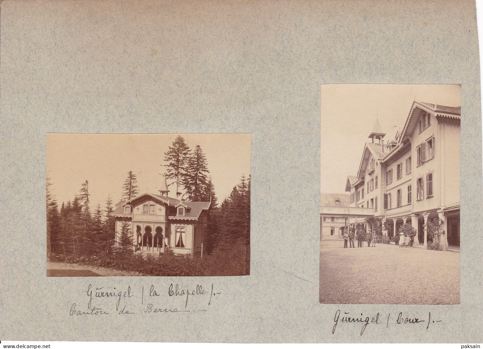2 Photos Anciennes 1890 De Gurnigel Canton De Berne Suisse : La Chapelle Et La Cour Photo SWITZERLAND Schweitz - Europa