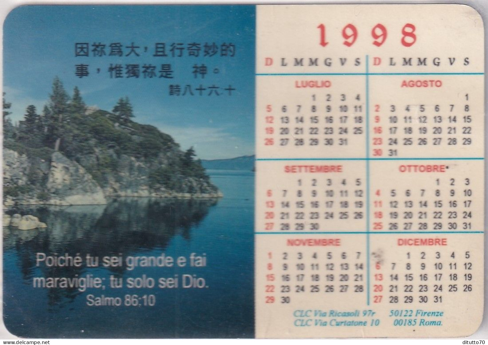 Calendarietto - Clc - Firenze - Roma - Anno 1998 - Petit Format : 1991-00
