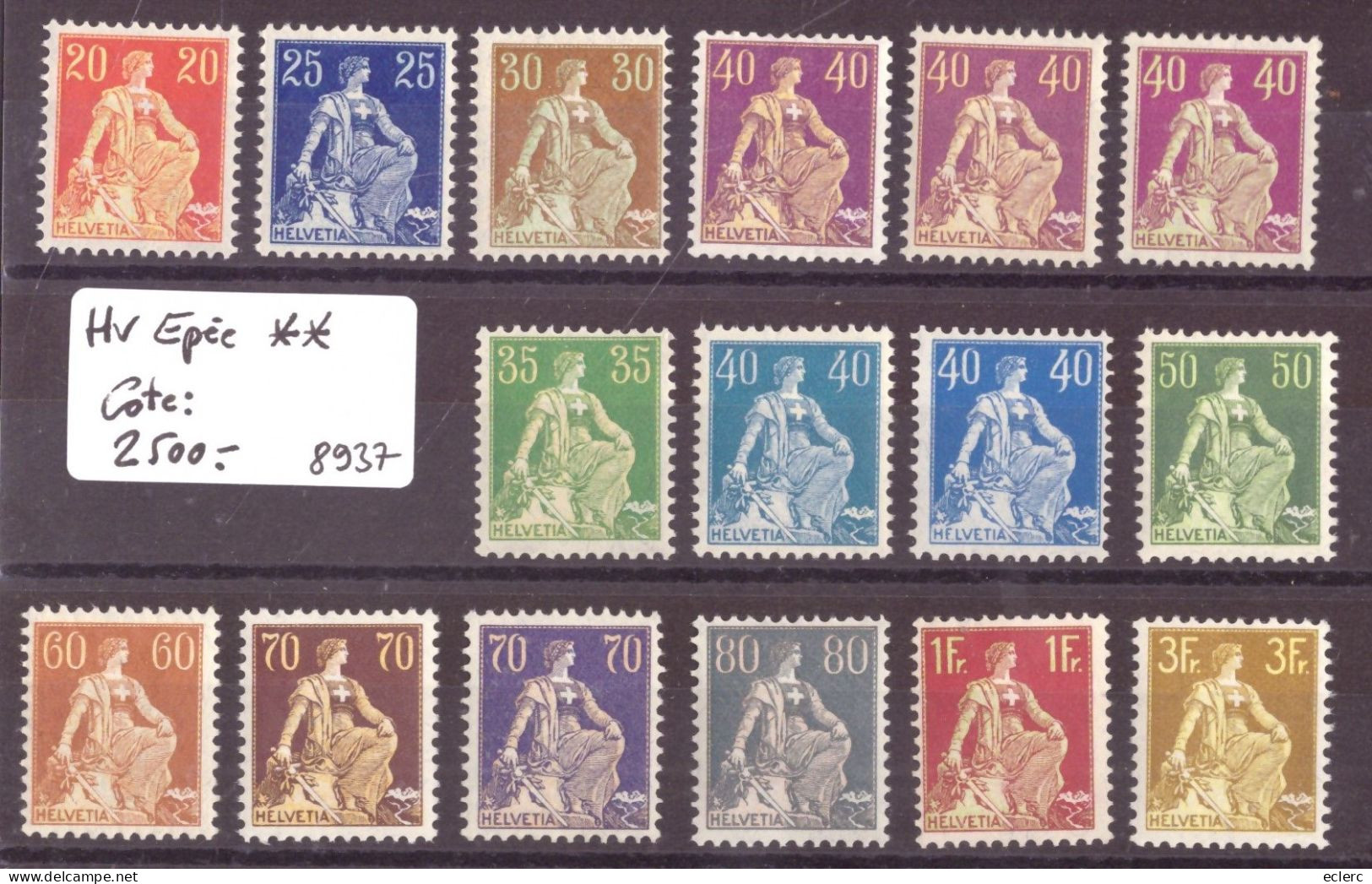 TOUS LES HELVETIE A L'EPEE **  ( SANS CHARNIERE ) - COTE: 2500.- - Unused Stamps