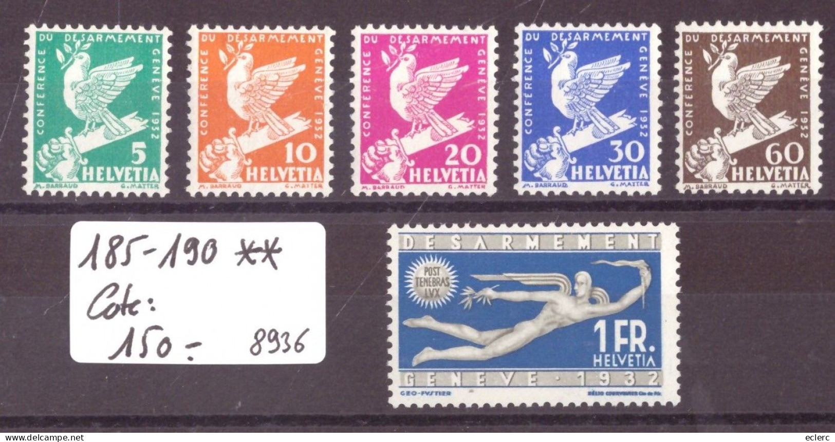 No 185-190 **  ( SANS CHARNIERE ) - COTE: 150.- - Unused Stamps
