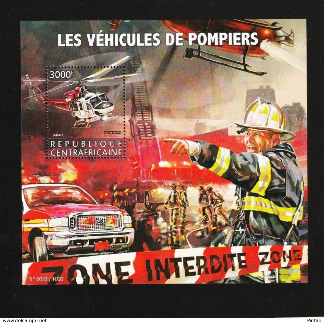 WW14425- REP. CENTRO AFRICANA 2015- MNH (BOMBEIROS) - Helicopters