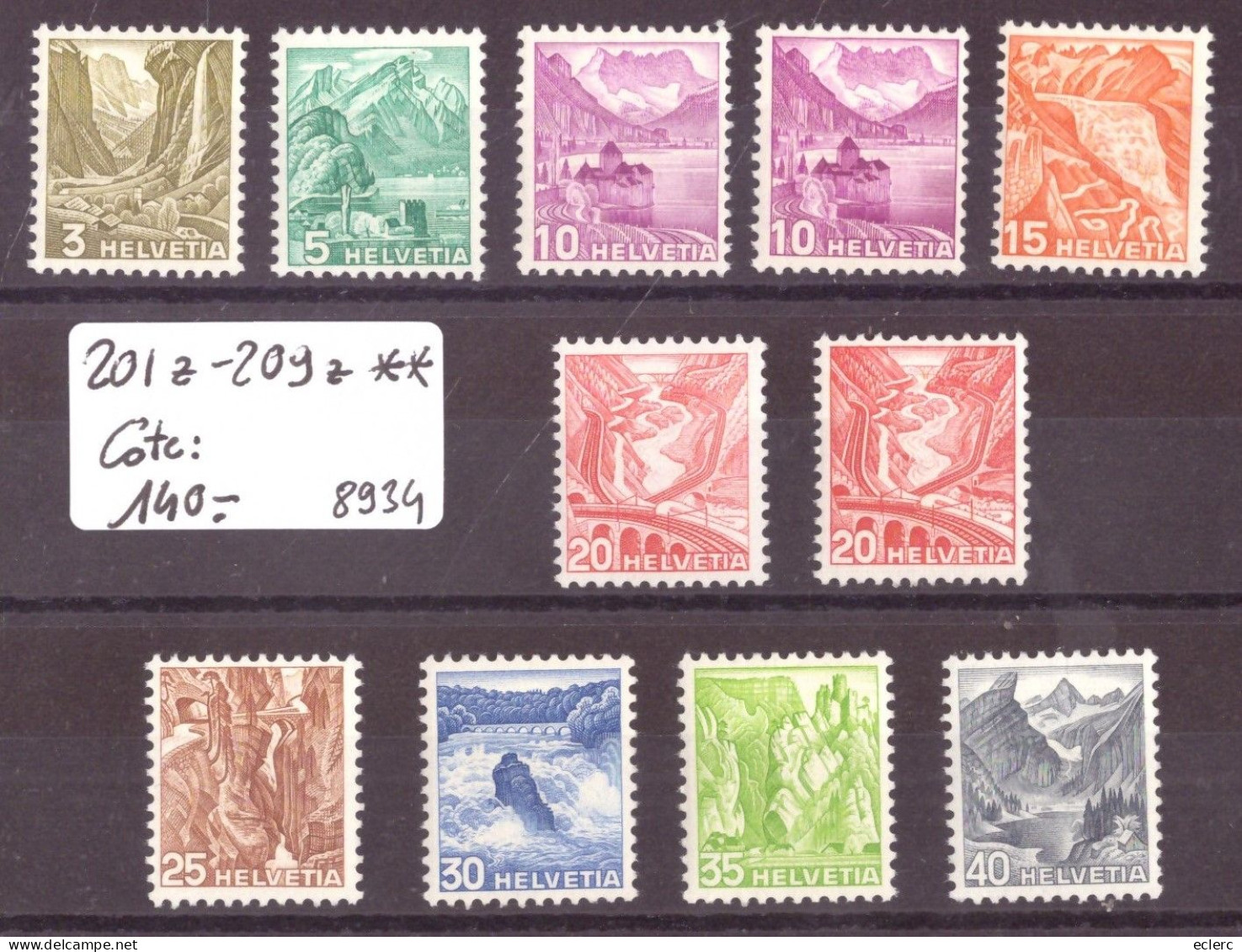 No 201z - 209z **  ( SANS CHARNIERE )  PAPIER GRILLE - COTE: 140.- - Unused Stamps