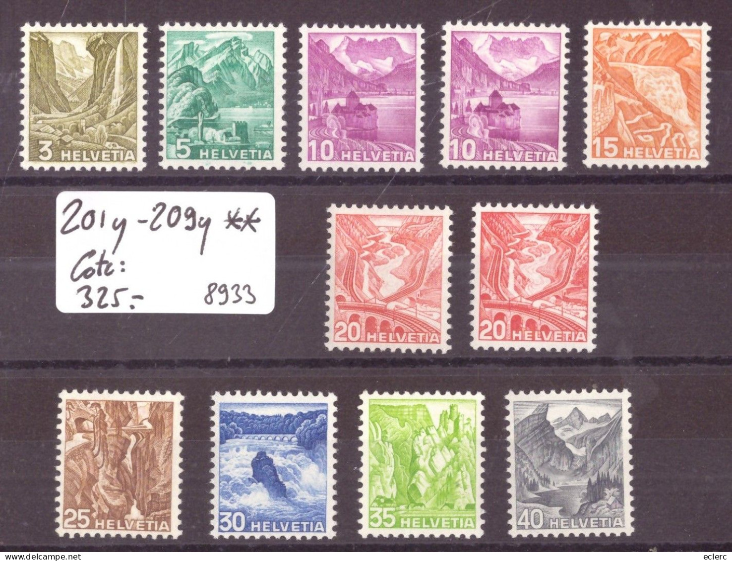 No 201y - 209y **  ( SANS CHARNIERE )  PAPIER LISSE - COTE: 325.- - Unused Stamps