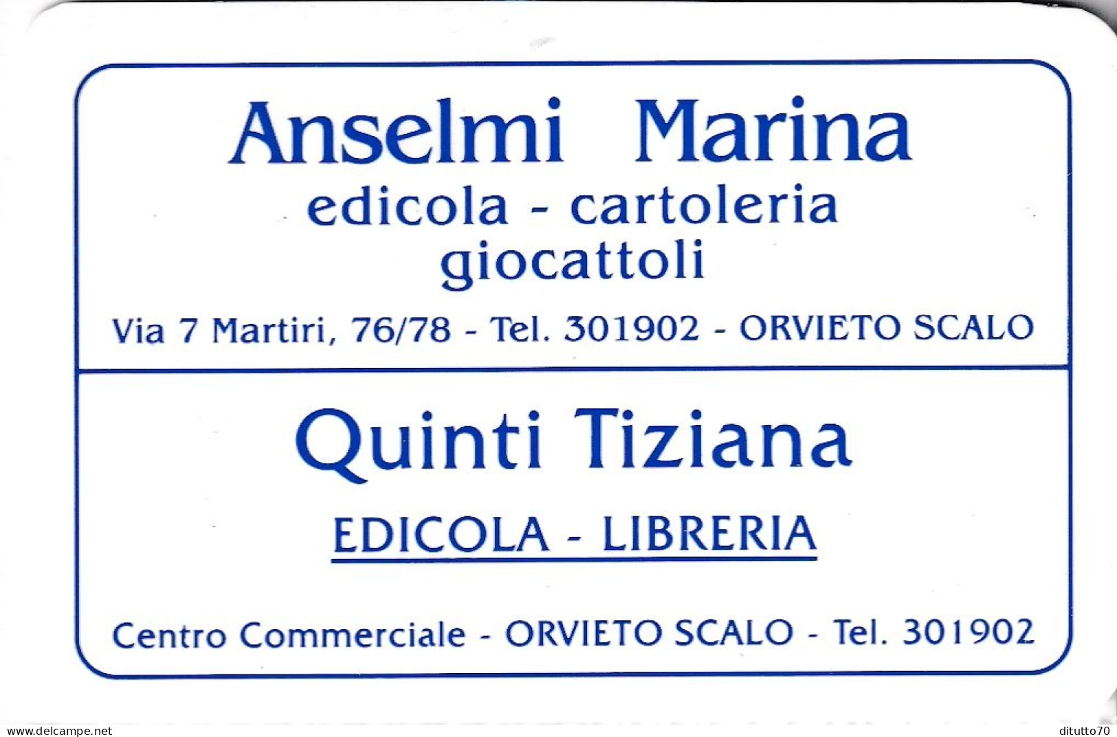 Calendarietto - Edicola - Cartoleria - Anselmi Marina - Orvieto Scalo - Anno 1998 - Small : 1991-00