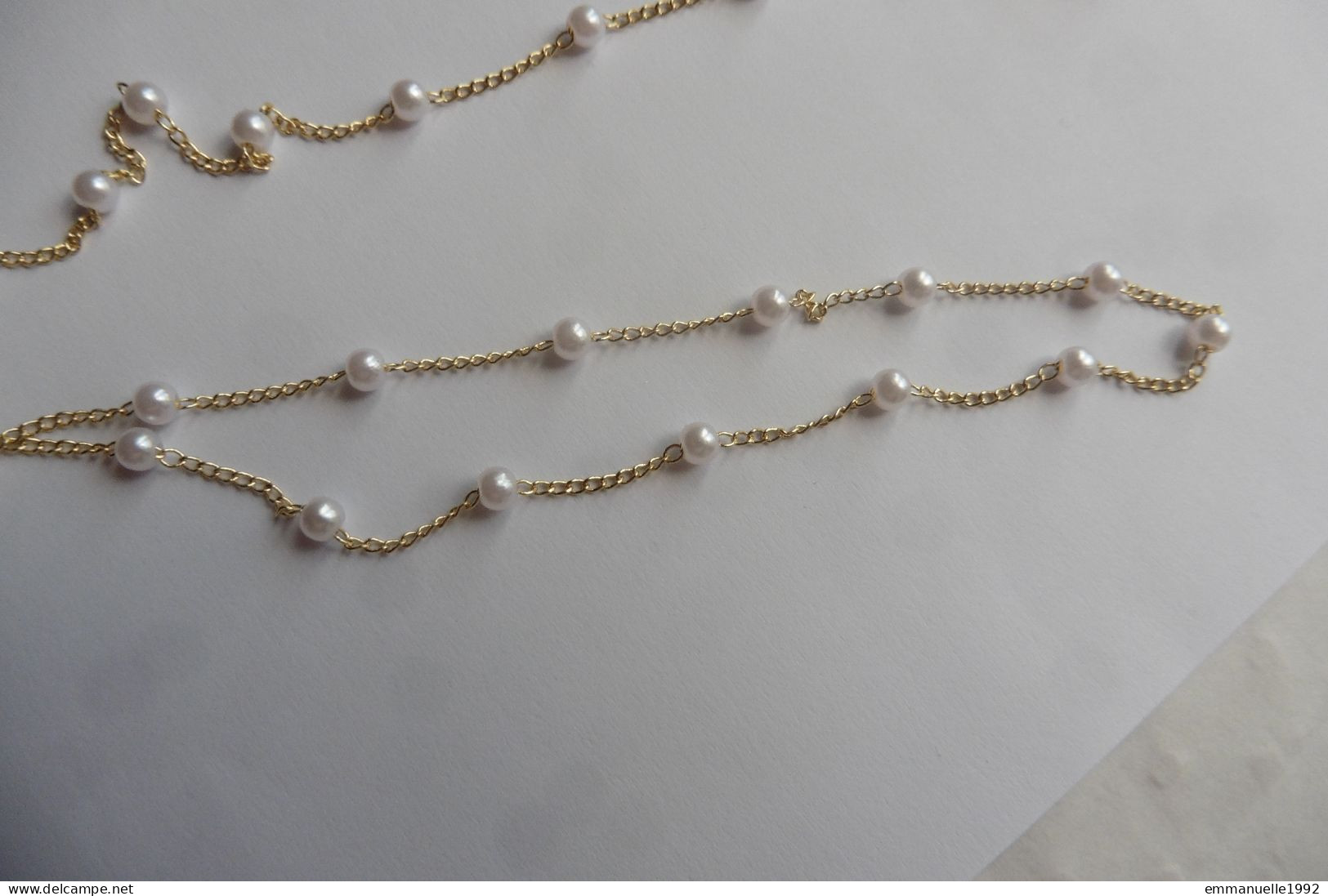 Cordon Chaine à Lunettes Métal Doré Maillons Dorés Et Perles Fines Imitation Blanc Nacré - Halsketten