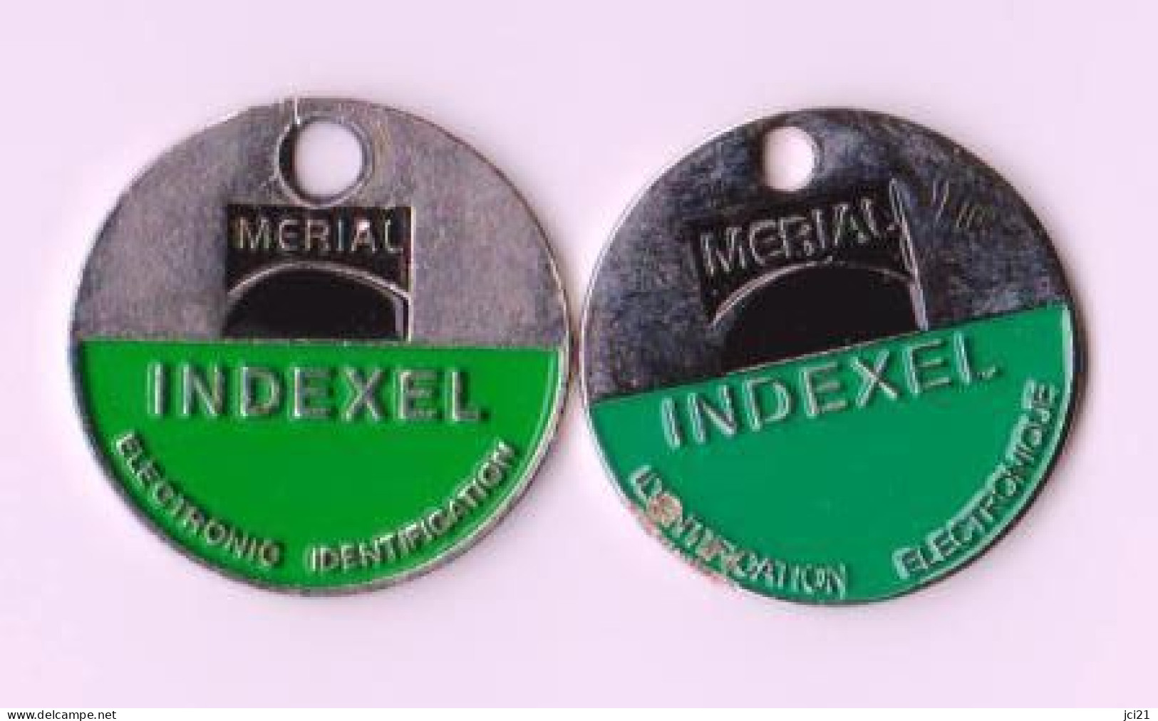 2 Jetons De Caddie Différents " INDEXEL Mérial " _Je260c - Trolley Token/Shopping Trolley Chip