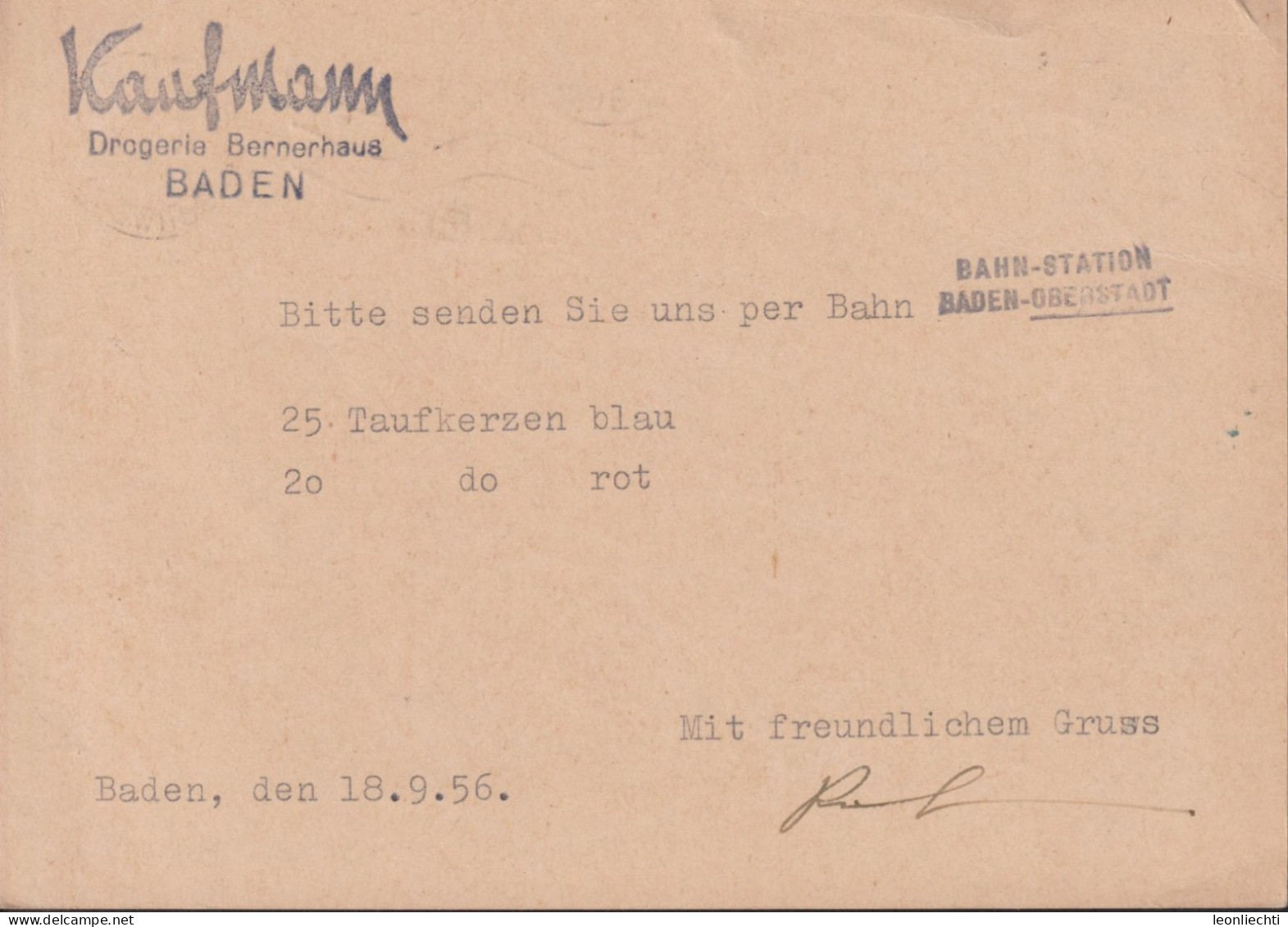 1953/56, Postkarte, Zum:CH 056 D 10 Cts Olivgrün ⵙ BADEN + Flagg: GESUNDBADEN In BADEN, Privataufdruck - Stamped Stationery