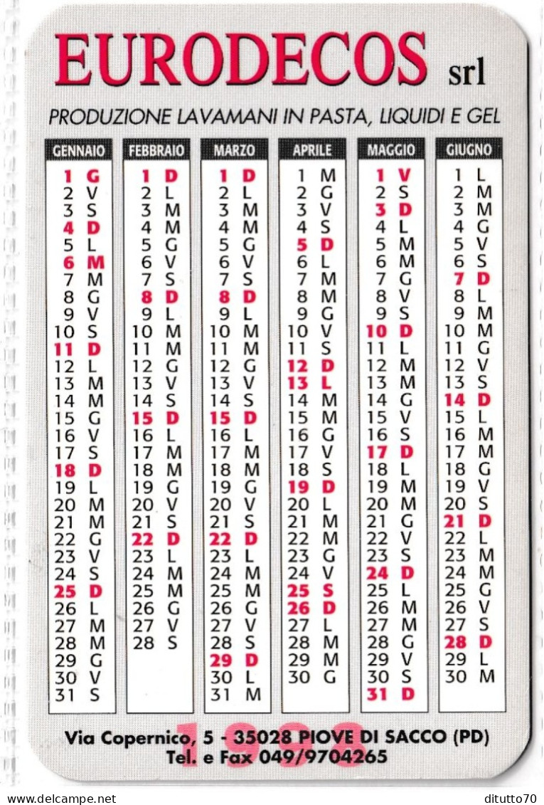 Calendarietto - Eurodecos - Piove Di Sacco - Anno 1997 - Petit Format : 1991-00