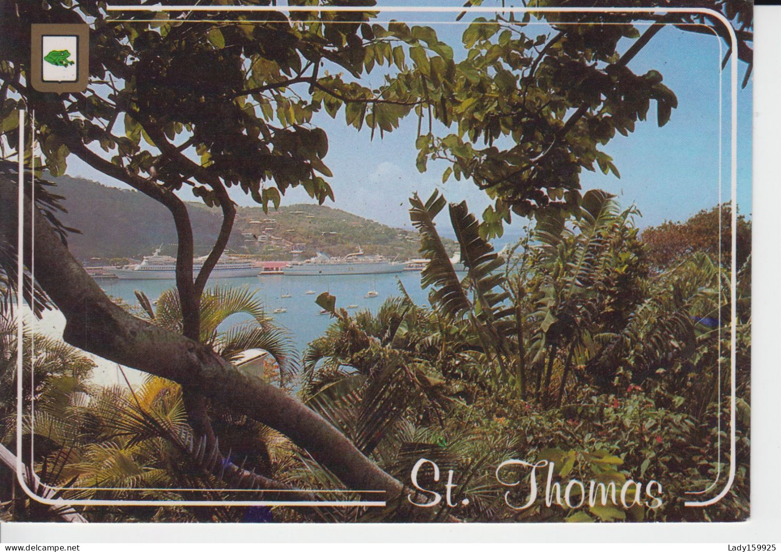 St Thomas  Regard Sur Le Mont Et Des Bateaux De Croisières  Baie Petits Voiliers  CM 2 Scans - Virgin Islands, US