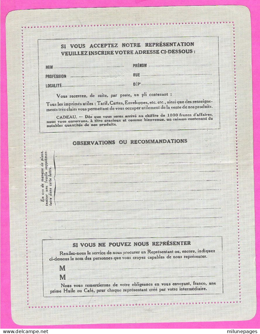 Lot 2 Documents Huilerie Moderne De Salon Bouches Du Rhône Enveloppe Préoblitérée Et Carte Lettre Repiquée Vers 1920 - Alimentos