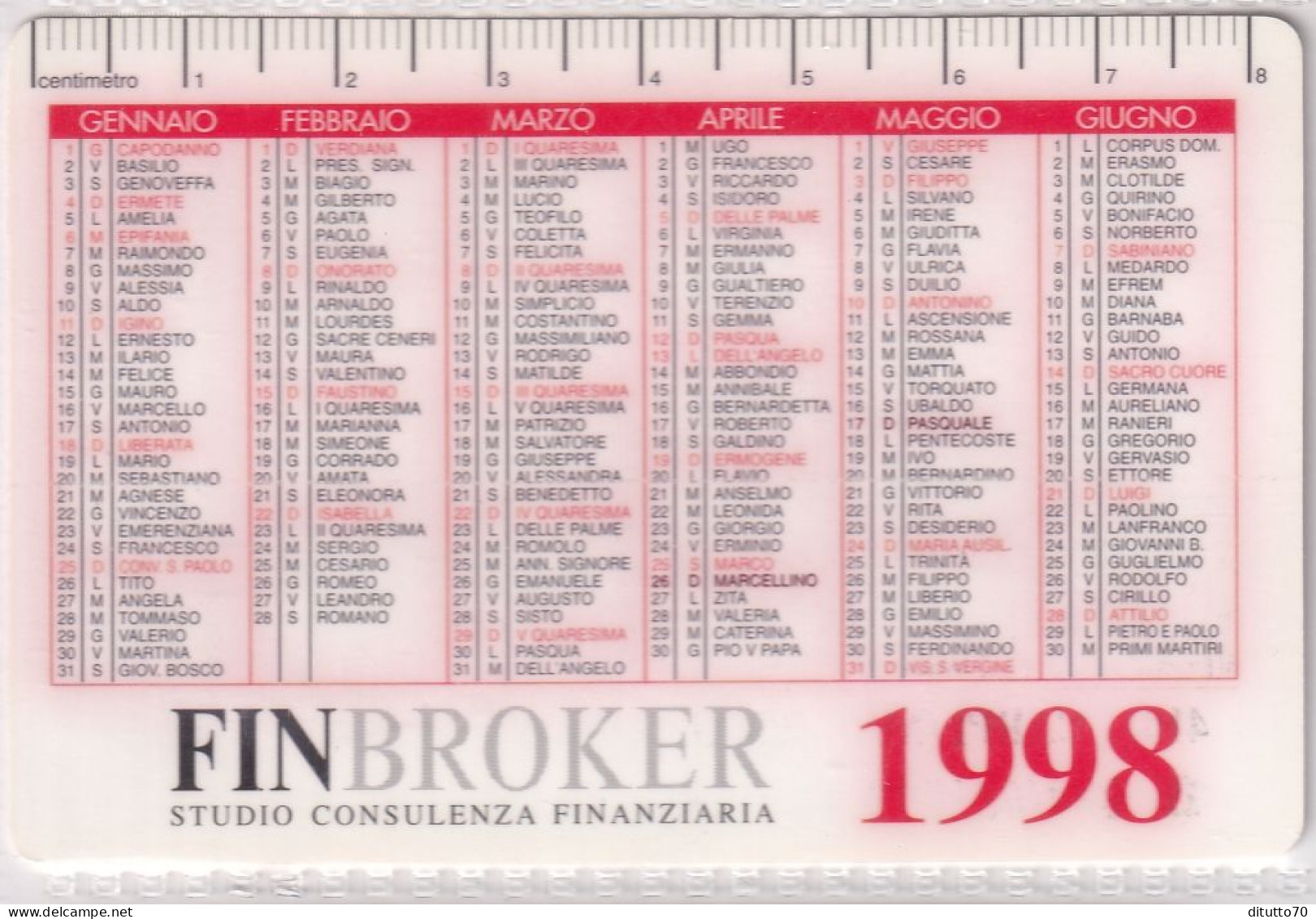 Calendarietto - Fin Broker - Carpi - Anno 1997 - Petit Format : 1991-00