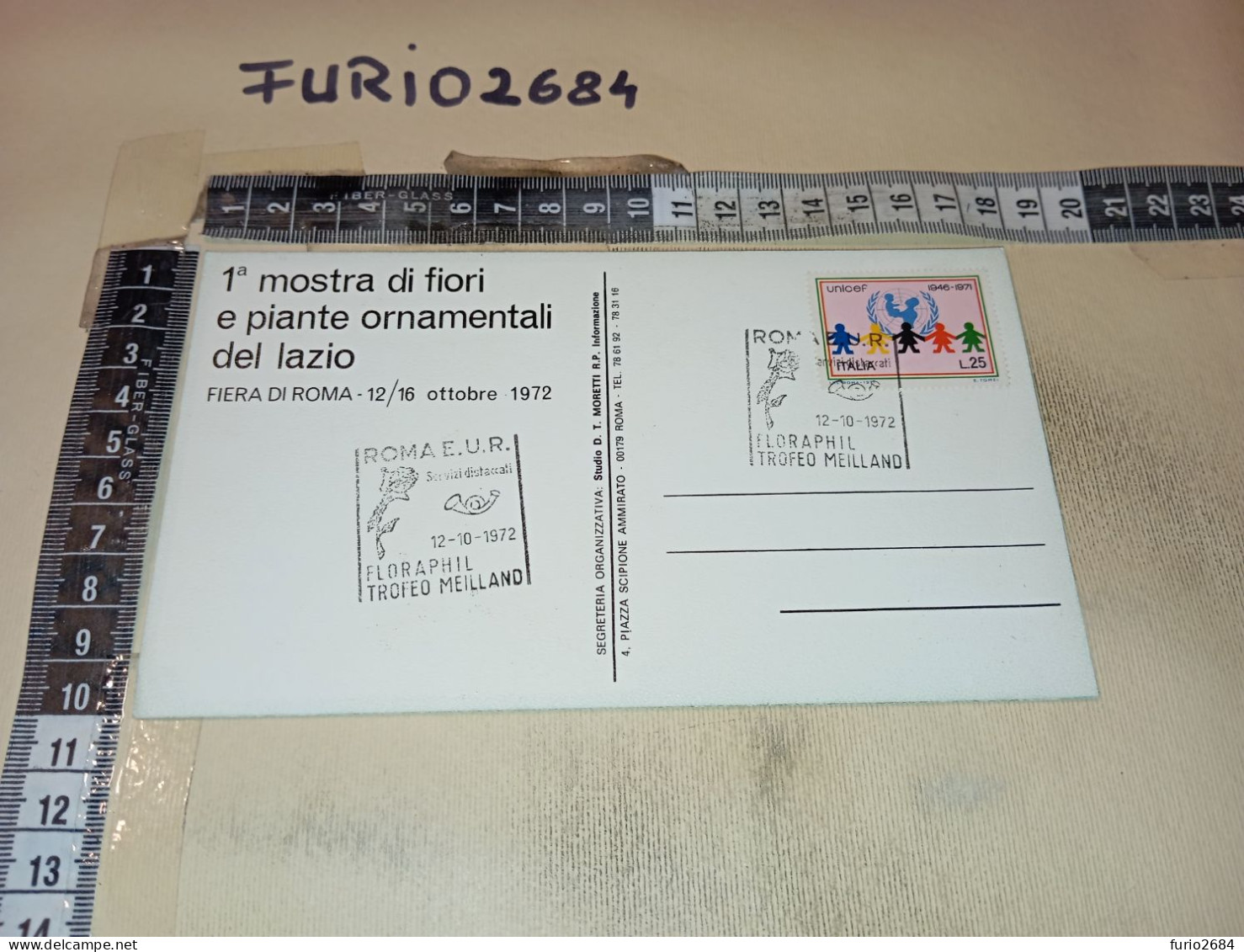 MX00049 ROMA EUR 1972 TIMBRO ANNULLO FLORAPHIL TROFEO MEILLAND 1° MOSTRA DI FIORI E PIANTE ORNAMENTALI DEL LAZIO - 1971-80: Poststempel