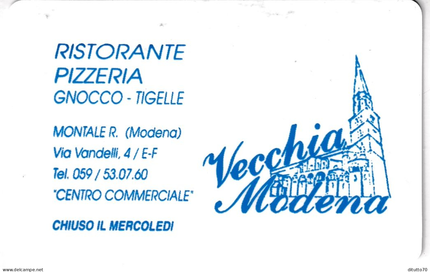 Calendarietto - Gnocco Tigelle - Ristorante Pizzeria - Montaler - Modena - Anno 1998 - Small : 1991-00