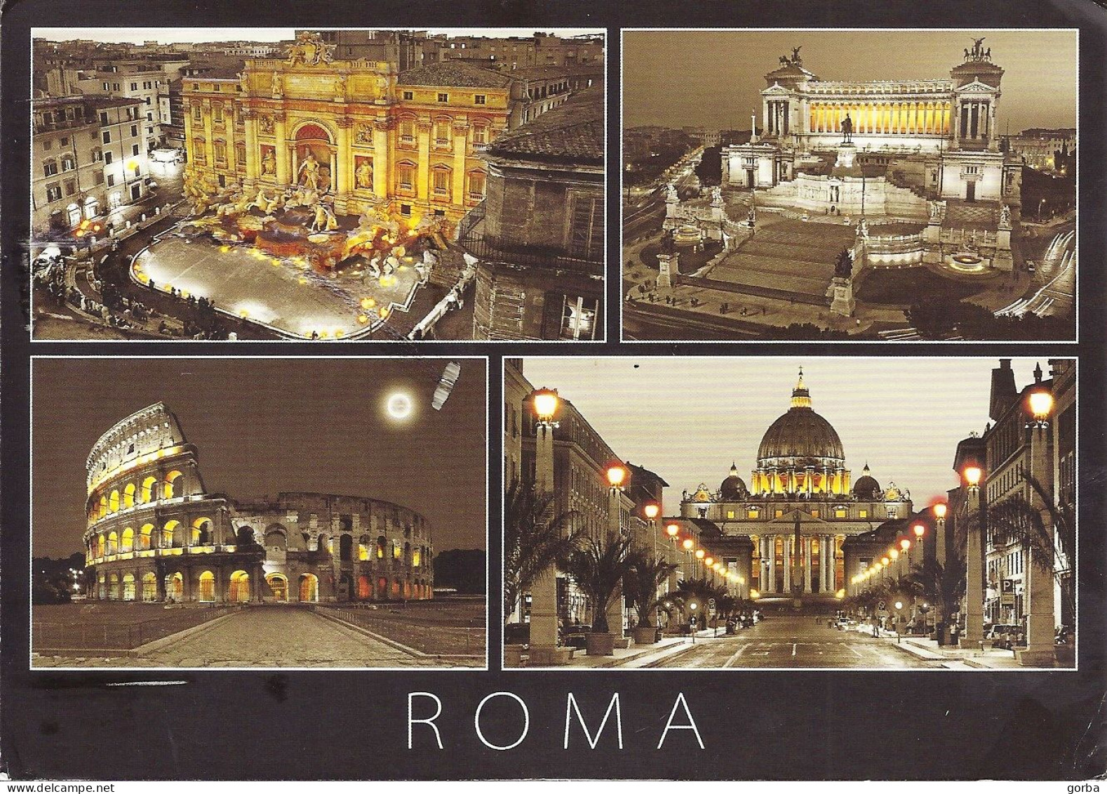 *CPM - ITALIE - LATIUM - ROME - Multivue De Nuit - Mehransichten, Panoramakarten