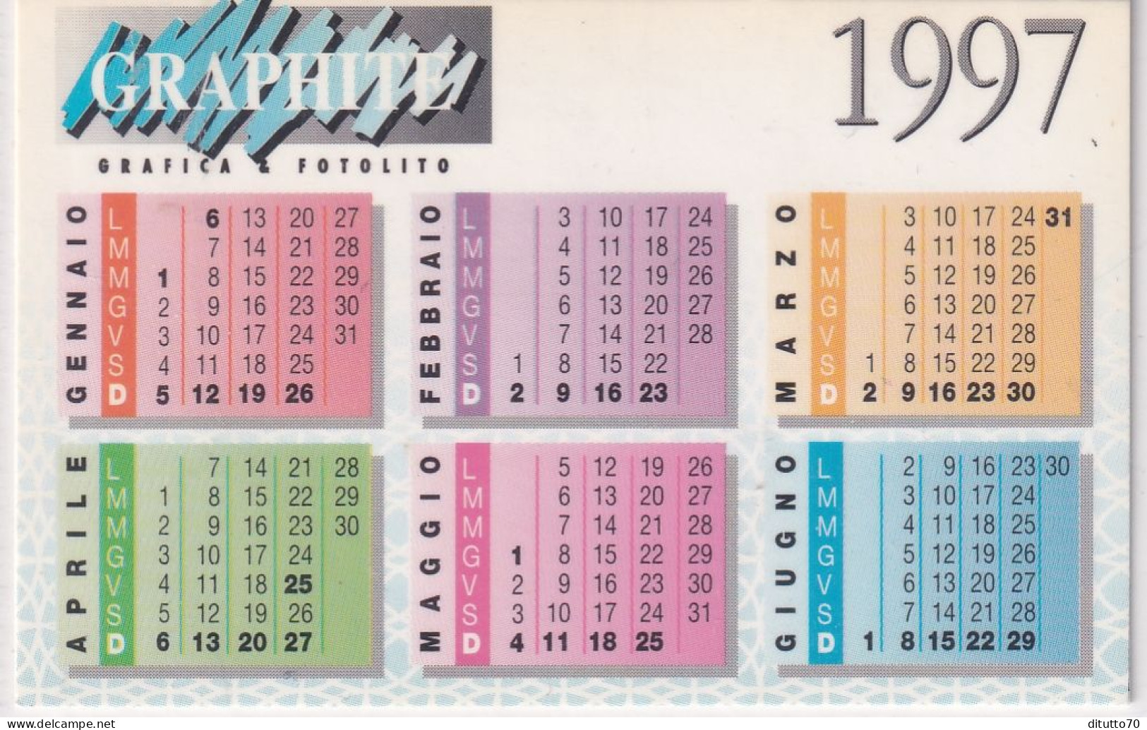 Calendarietto - Graphite - Anno 1997 - Small : 1991-00
