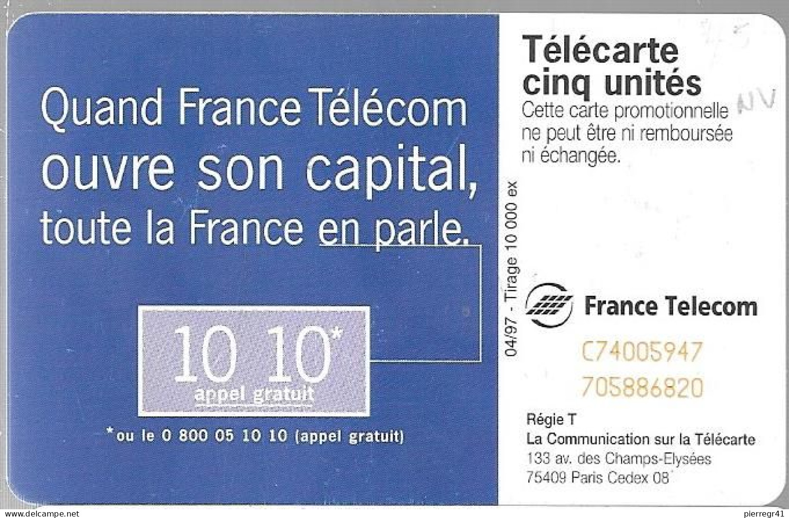 CARTE²°-PRIVEE-5U-Gn375-04/97-SC7-Privatisation/Goude/Mores-Série DN° Etroit Rge C74005947--TBE - 5 Eenheden