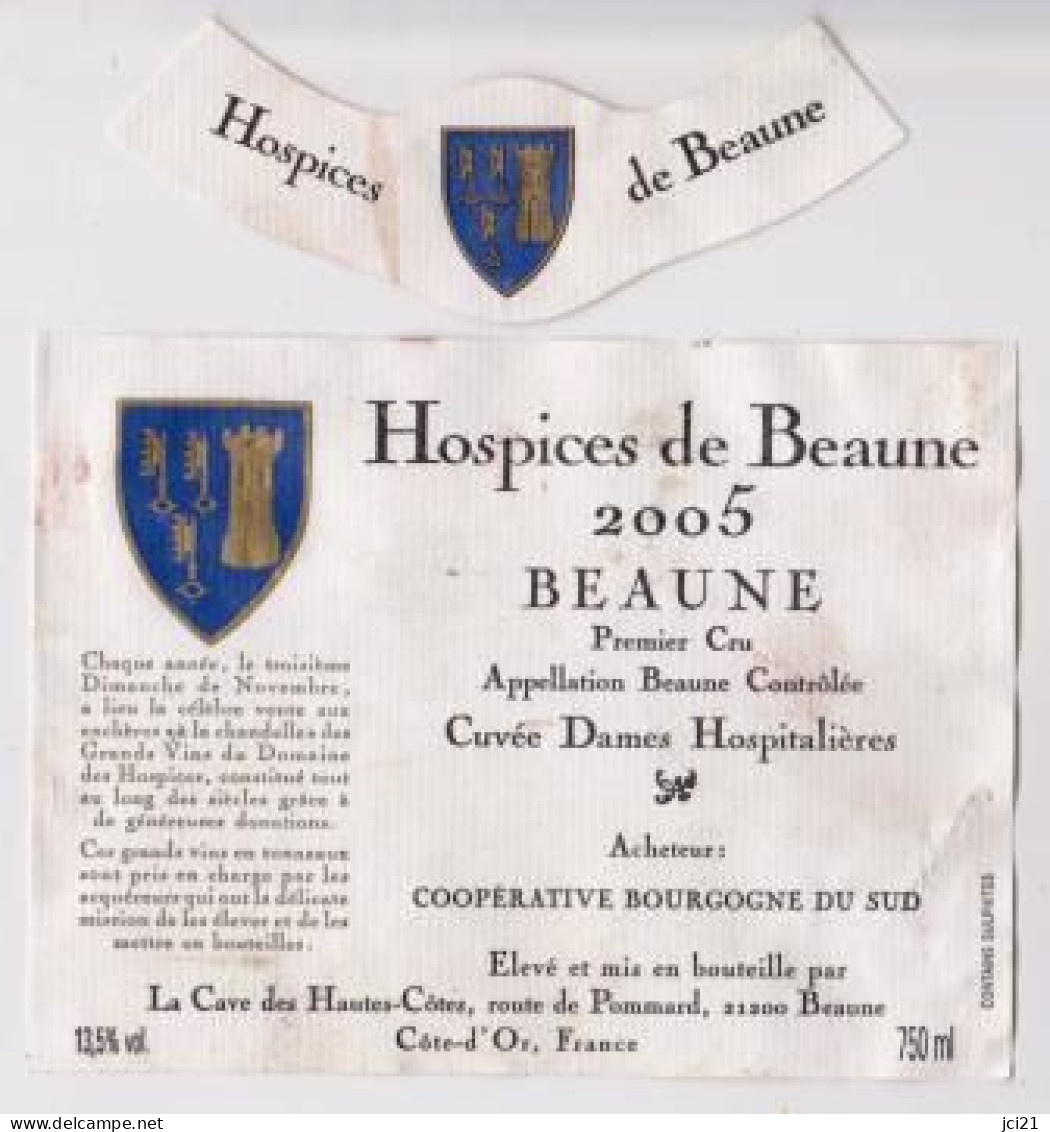 Etiquette Et Collerette HOSPICES DE BEAUNE " BEAUNE 1er Cru 2005 " Cuvée Dames Hospitalières (3213)_ev663 - Bourgogne