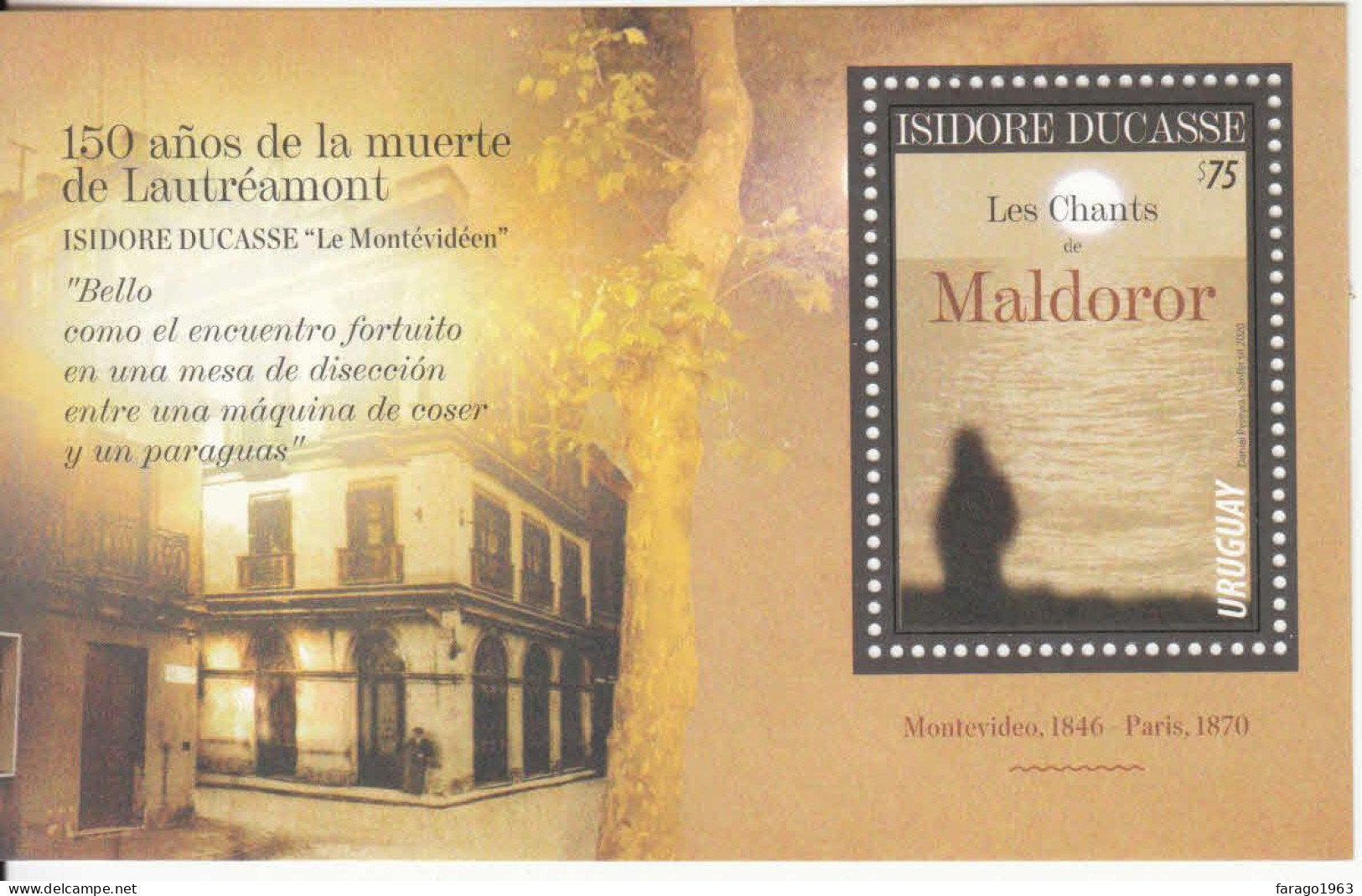 2020 Uruguay Ducasse Maldoror Literature Souvenir Sheet MNH - Uruguay