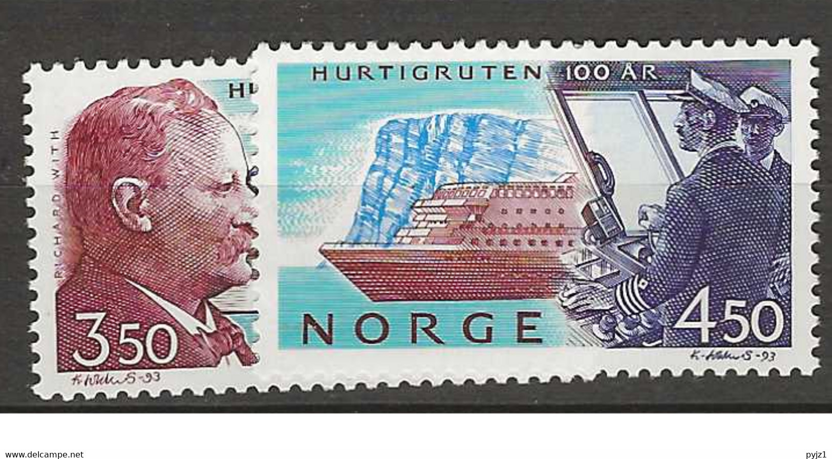 1993 MNH Norway, Mi 1127-28 Postfris** - Unused Stamps
