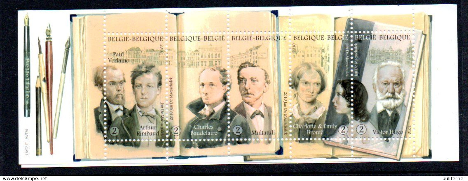 BELGIUM - 2010  - WRITERS BOOKLET COMPLETE MINT NEVER HINGED  , SG CAT £38 - Neufs