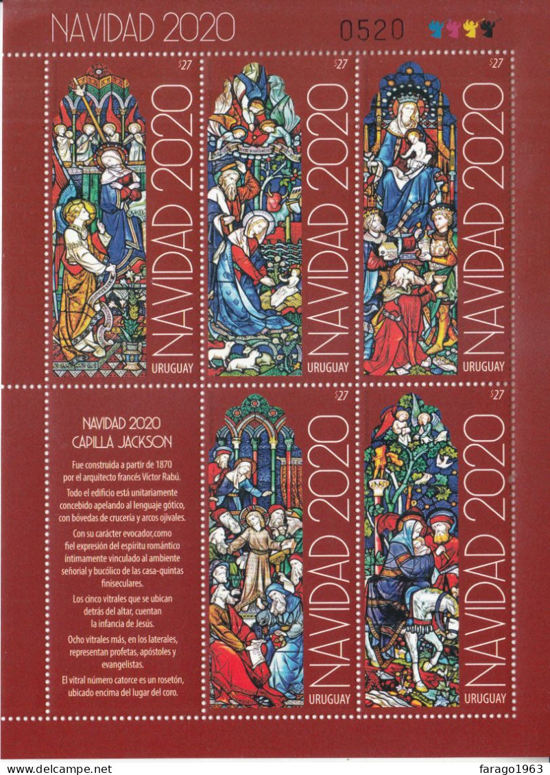 2020 Uruguay Navidad Christmas Stained Glass Capilla Jackson Souvenir Sheet MNH - Uruguay