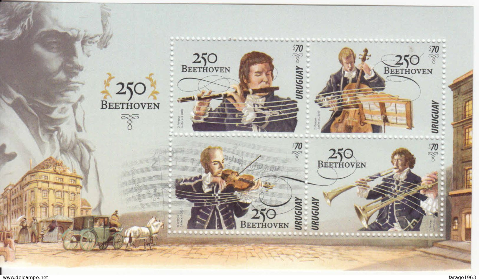 2020 Uruguay Beethoven Music Composer Souvenir Sheet MNH - Uruguay
