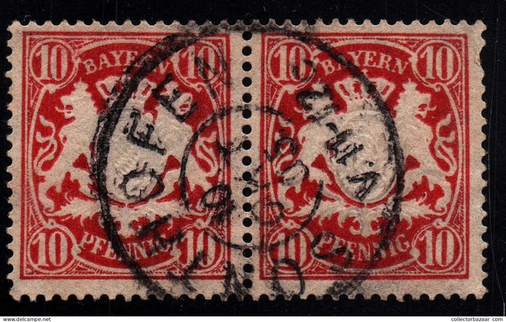 Bayern Germany State Sonthofen Son Cancel Pair Stamp - Usados