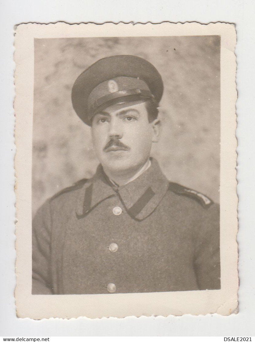 Ww2 Young Man, Bulgaria Bulgarian Military Soldier With Uniform, Portrait, Vintage Origg Photo 6.1x8.1cm. (24516) - Krieg, Militär