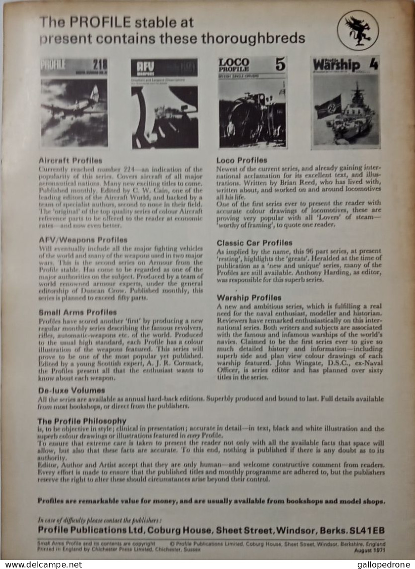 SMALL ARMS PROFILE 1-WEBLEY AND SCOTT AUTOMATIC PISTOLS - Krieg/Militär