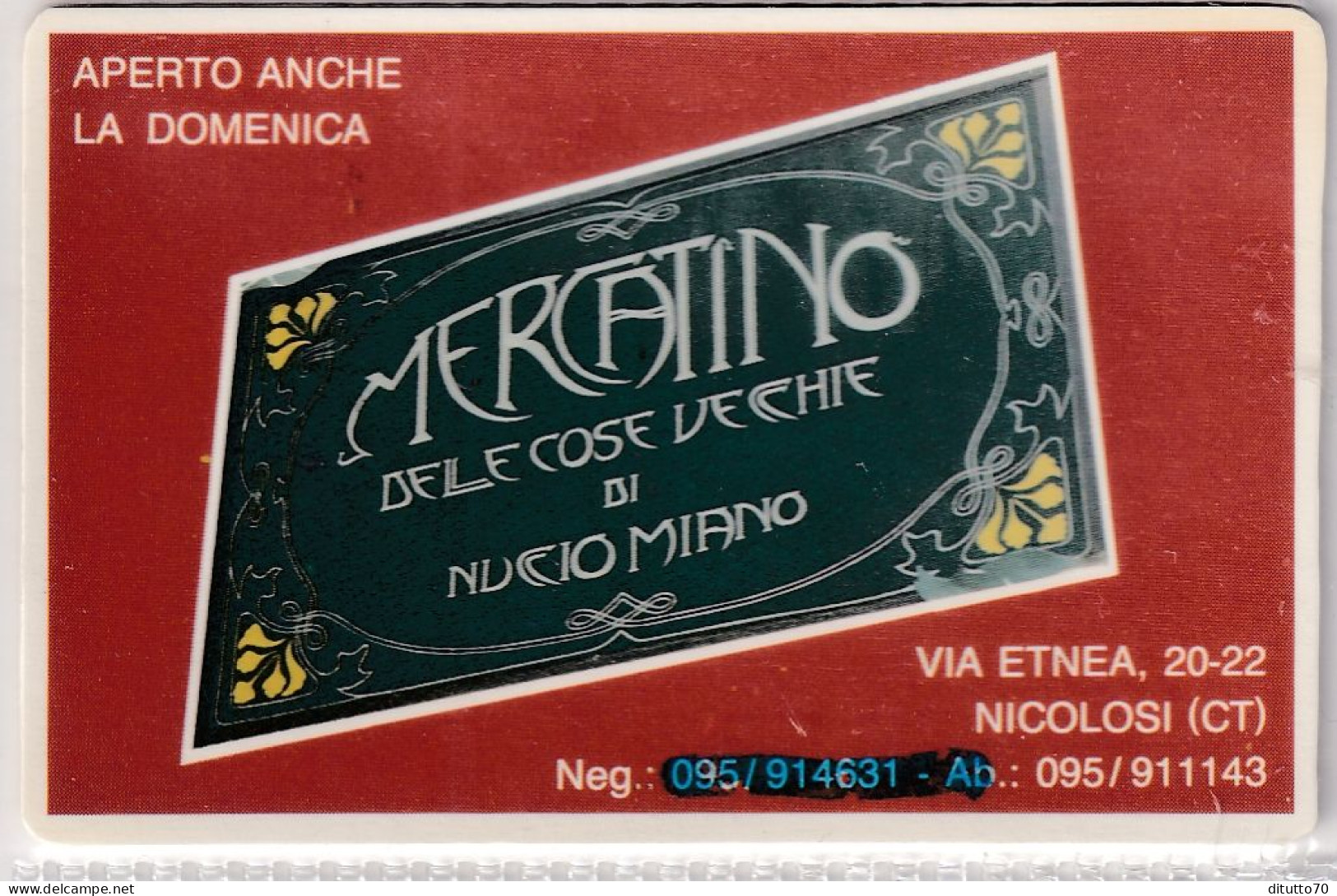 Calendarietto - Mercatino Delle Cose Vecchie - Nicolosi - Catania - Anno 1998 - Petit Format : 1991-00