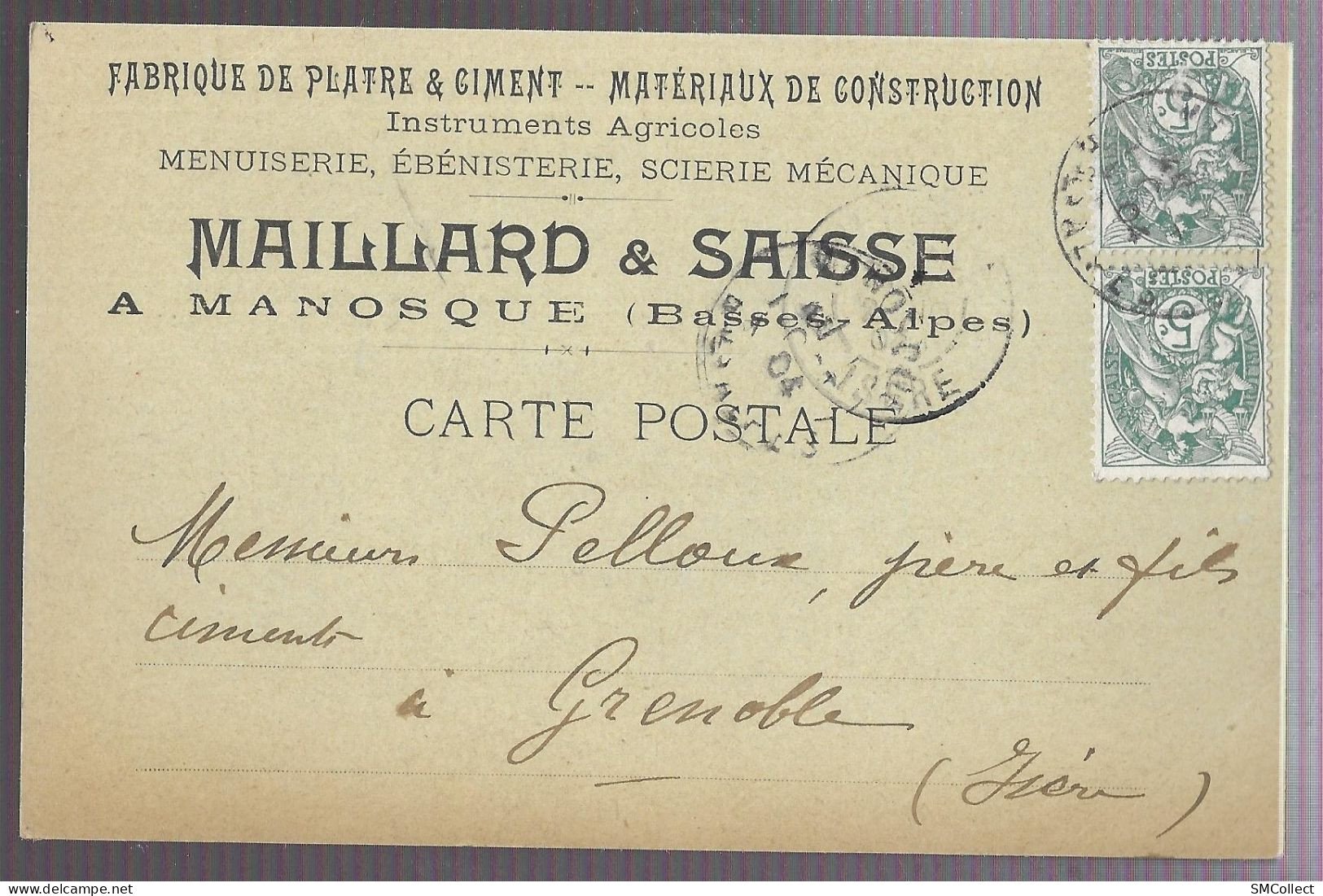 Carte Postale Publicitaire, Fabrique De Plâtre & Ciment Maillard & Saisse, à Manosque (04) - (13753) - Advertising