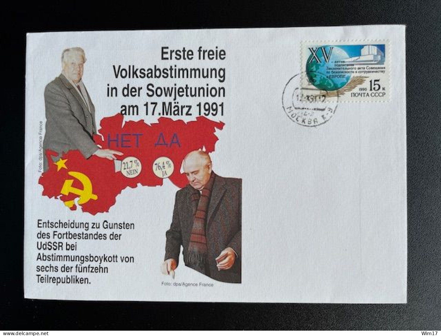 RUSSIA USSR 1991 SPECIAL COVER FIRST FREE ELECTIONS 17-03-1991 SOVJET UNIE CCCP SOVIET UNION - Briefe U. Dokumente