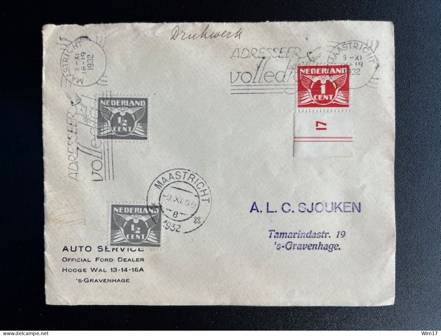 NETHERLANDS 1932 LETTER MAASTRICHT TO 'S GRAVENHAGE 09-11-1932 NEDERLAND - Cartas & Documentos