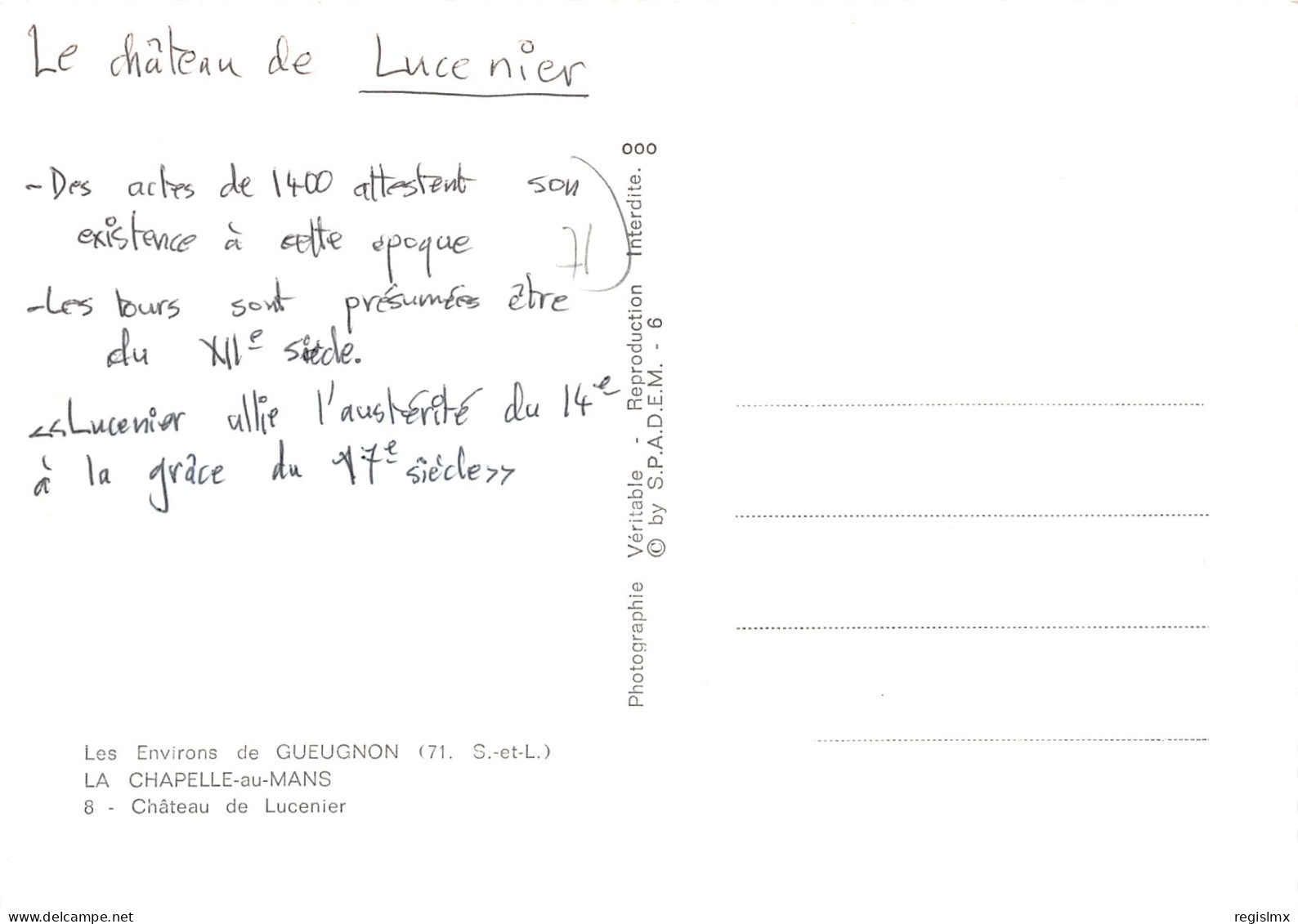 71-LA CHAPELLE AU MANS LE CHATEAU DE LUCENIER-N°2111-C/0079 - Autres & Non Classés