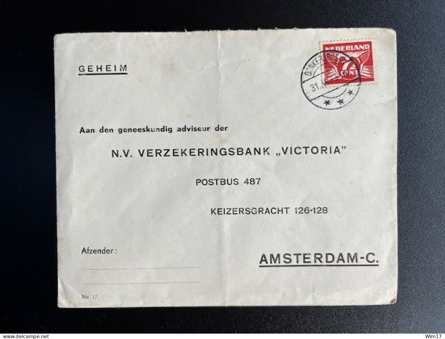 NETHERLANDS 1943 LETTER DONKERBROEK TO AMSTERDAM 31-05-1943 NEDERLAND - Covers & Documents
