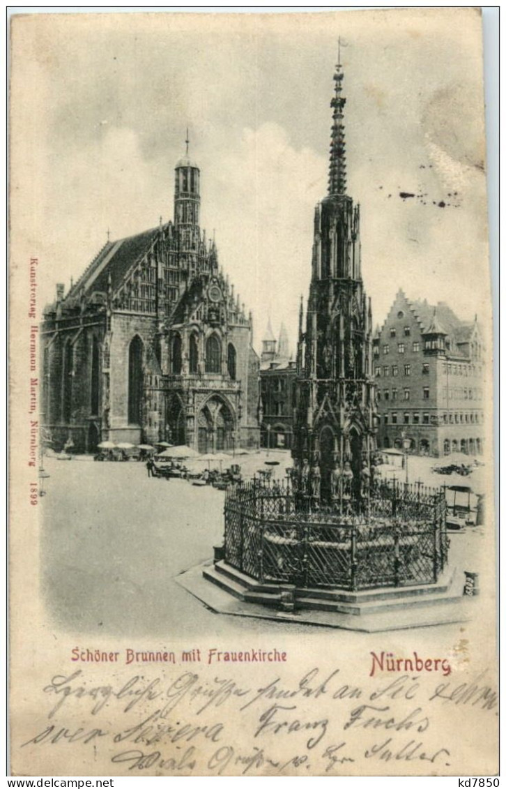 Nürnberg - Schöner Brunnen Mit Frauenkirche - Prägekarte - Nuernberg