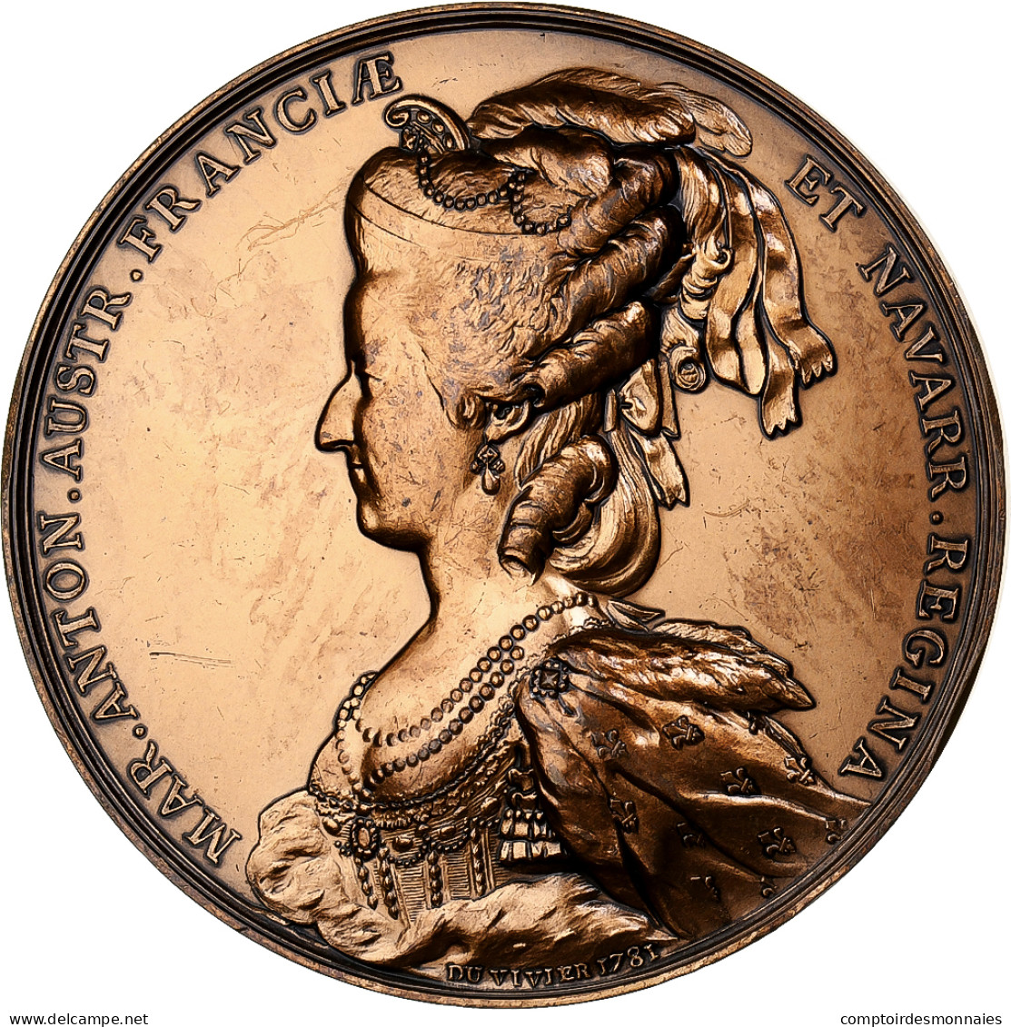 France, Médaille, Marie Antoinette Et Louis XVI, Bronze, Duvivier, Refrappe - Autres & Non Classés