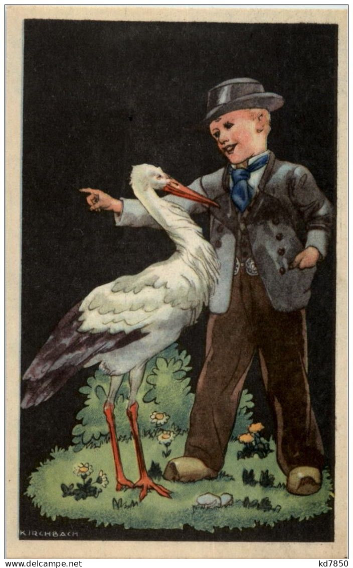 Kirschbach - Mann In Tracht Mit Storch - Vögel