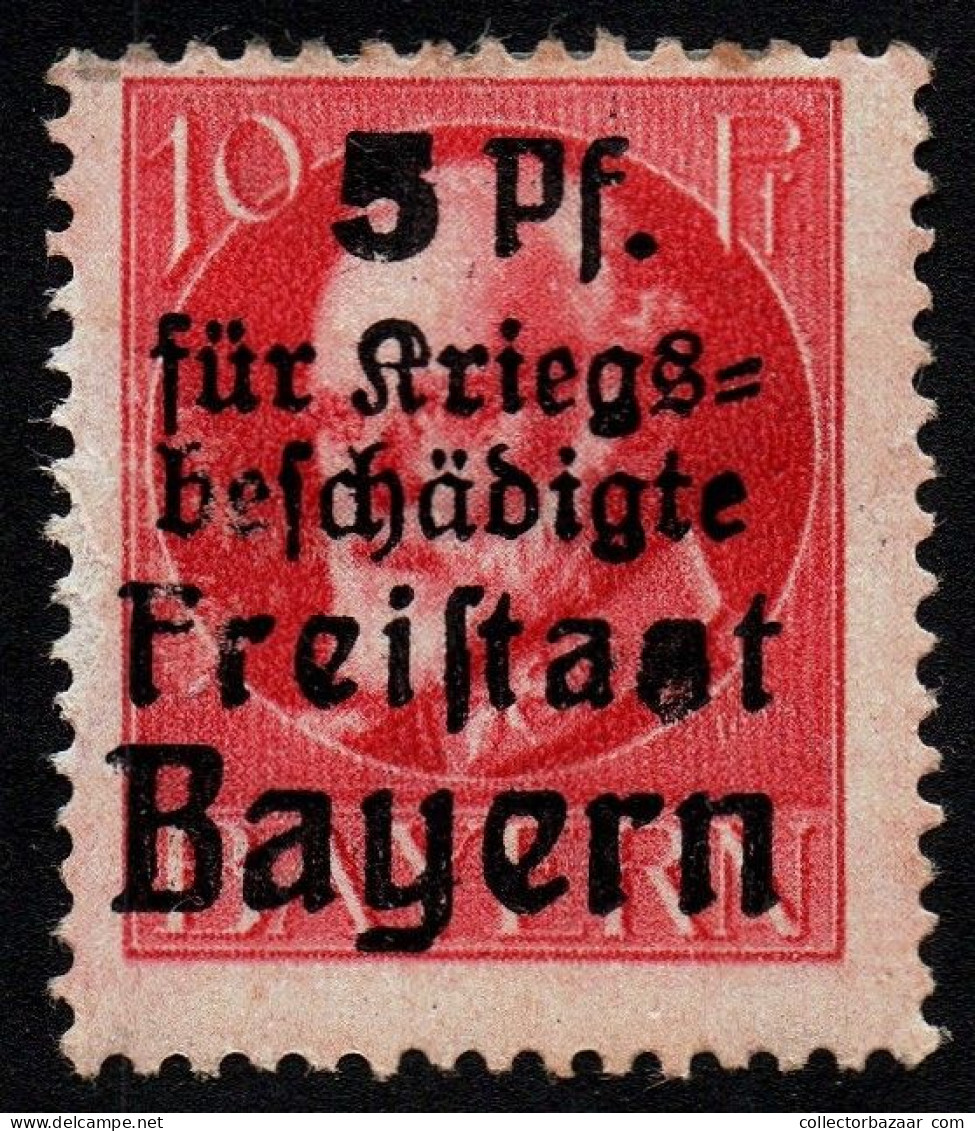 Bayern Germany State Deffective Overprint Variety Error - Ungebraucht