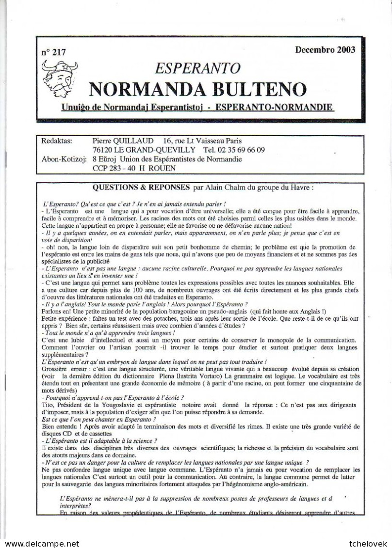 (Livres). Esperanto Buletin De La Société De Normandie Decembre 2005 & Juin 2006 & Dec 2006 & Dec 2003 & Guidfolio Groto - Other & Unclassified