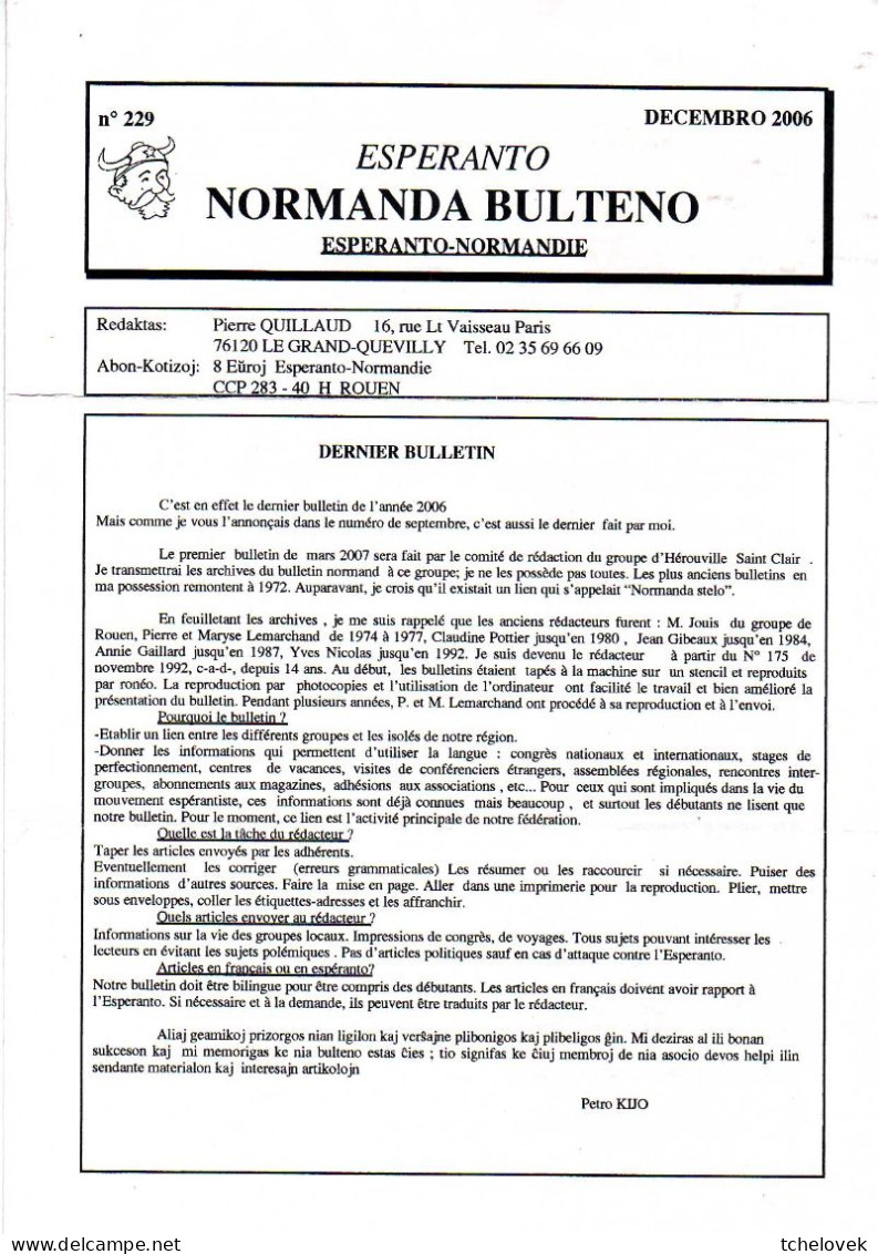 (Livres). Esperanto Buletin De La Société De Normandie Decembre 2005 & Juin 2006 & Dec 2006 & Dec 2003 & Guidfolio Groto - Altri & Non Classificati