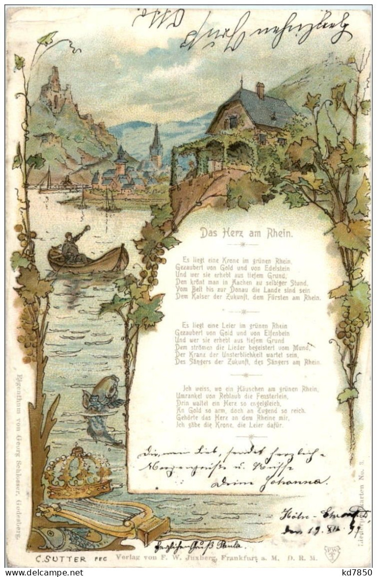 Litho - Das Herz Vom Rhein - Liederkarte - Bonn