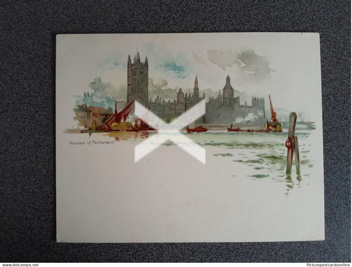 LONDON HOUSES OF PARLIAMENT OLD COURT CARD CHROMOLITHO POSTCARD LONDON - Houses Of Parliament
