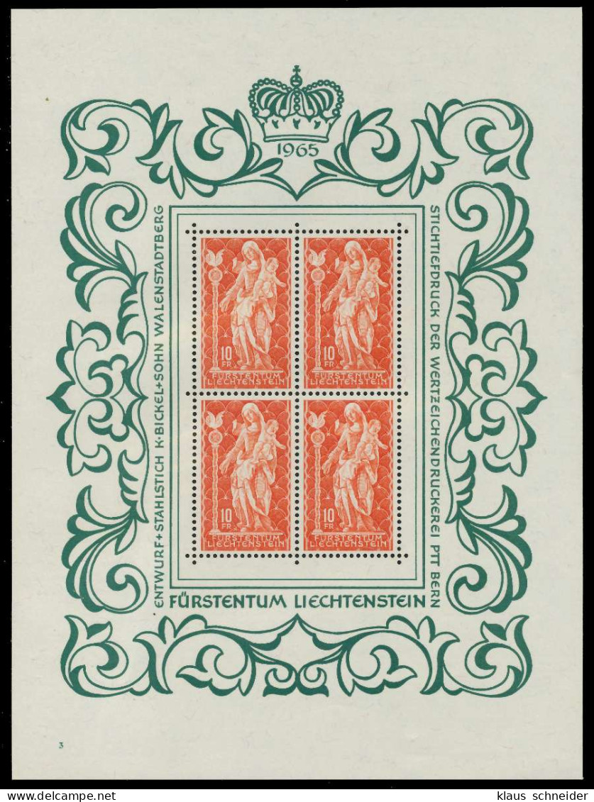 LIECHTENSTEIN BLOCK KLEINBOGEN Nr 449 FN3 Postfrisch KL S0DF416 - Blocks & Sheetlets & Panes