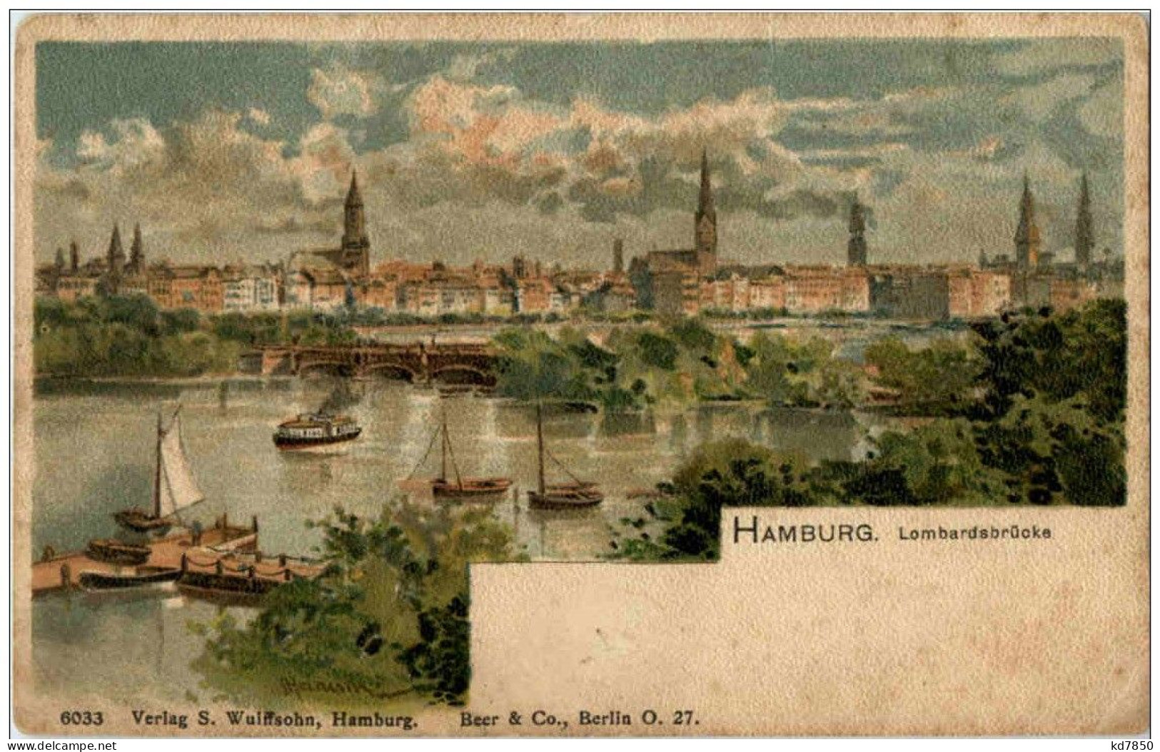 Hamburg - Lombardsbrücke - Litho - Künstlerkarte Heinisch - Other & Unclassified
