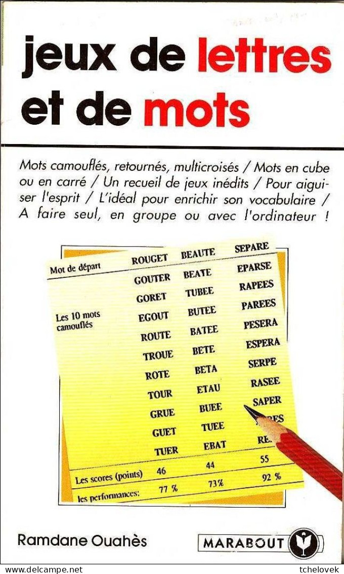 (Livres).Remue Meninges Marabout 1997 & Jeux De Lettres Et De Mots & Faites Vos Jeux & 1000 QCM & Tests Psychotechniques - Palour Games