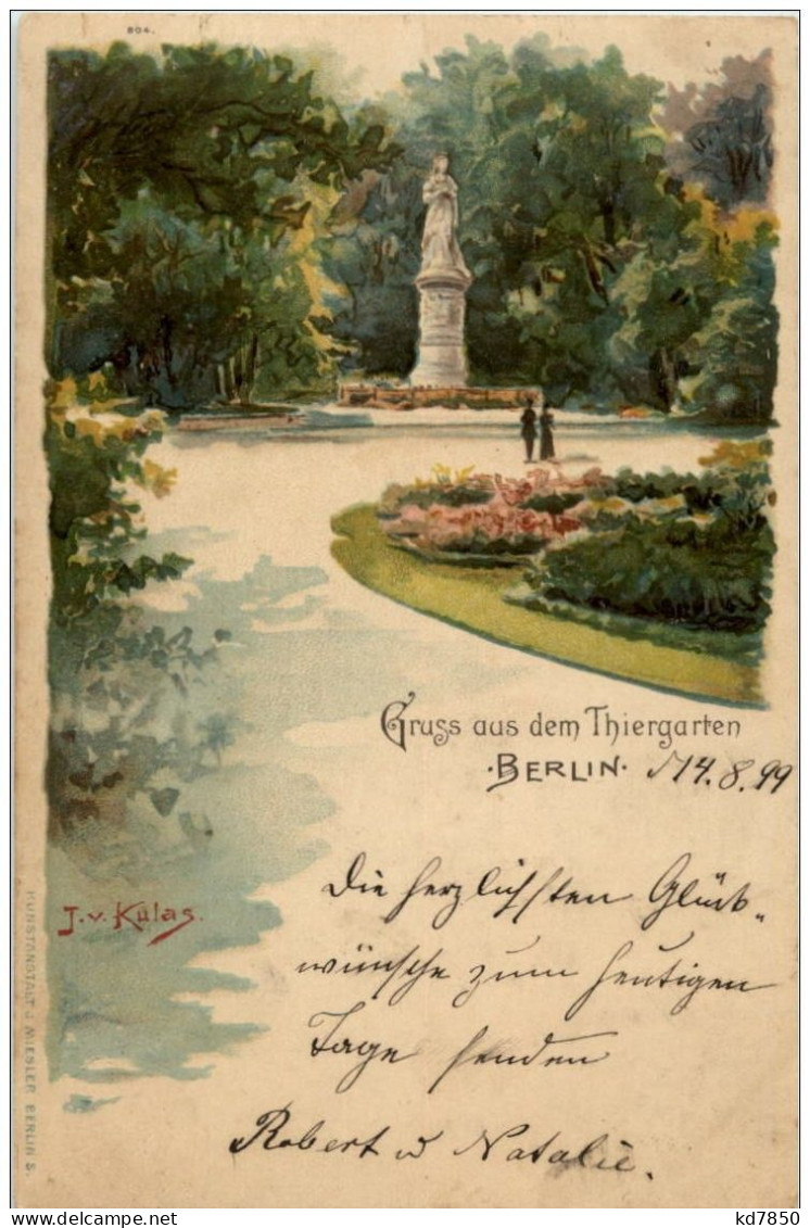 Berlin - Gruss Aus Dem Thiergarten - Litho - Künstlerkarte J. V. Kulas - Sonstige & Ohne Zuordnung