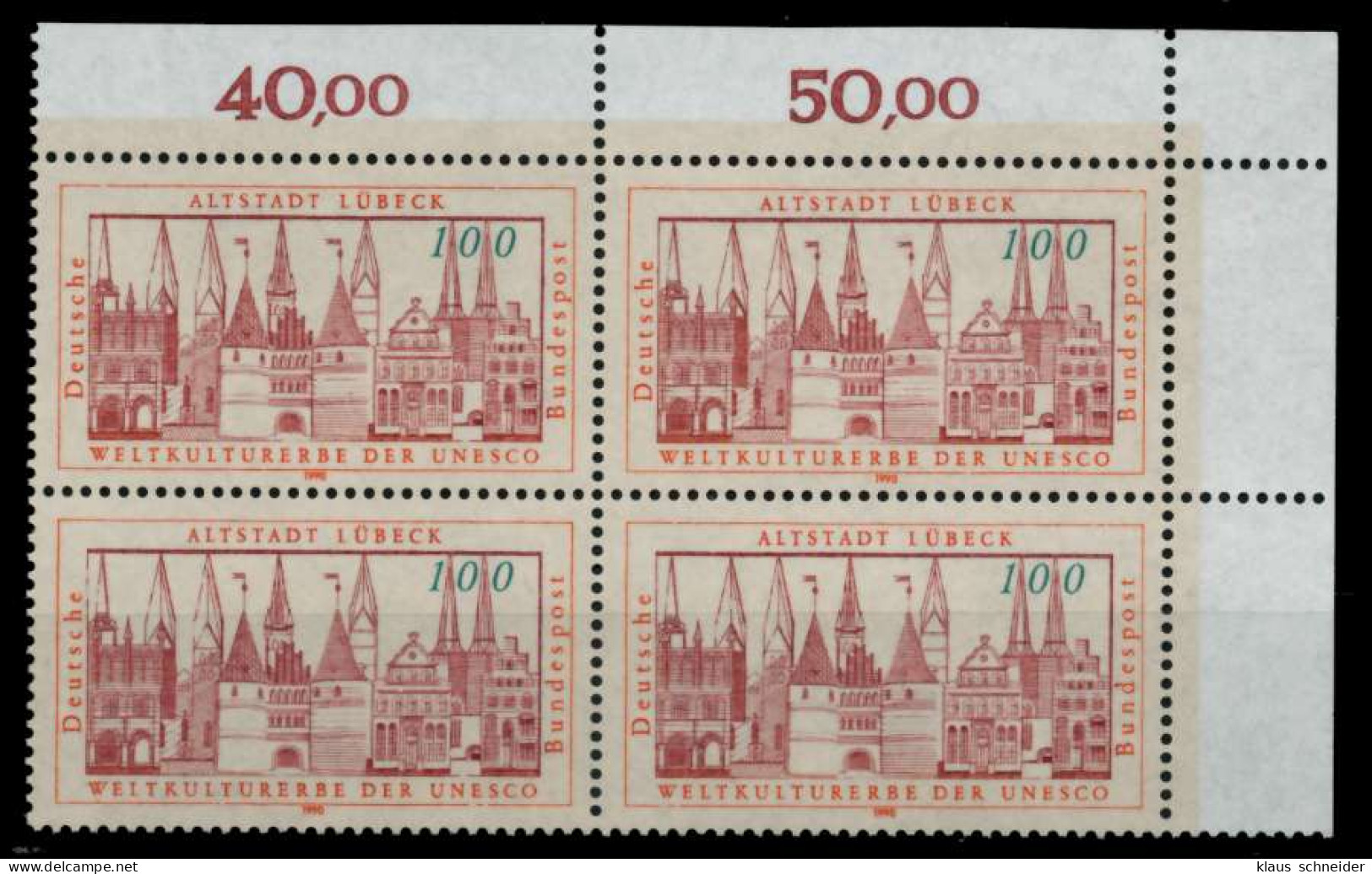 BRD 1990 Nr 1447 Postfrisch VIERERBLOCK ECKE-ORE X76CCDA - Unused Stamps