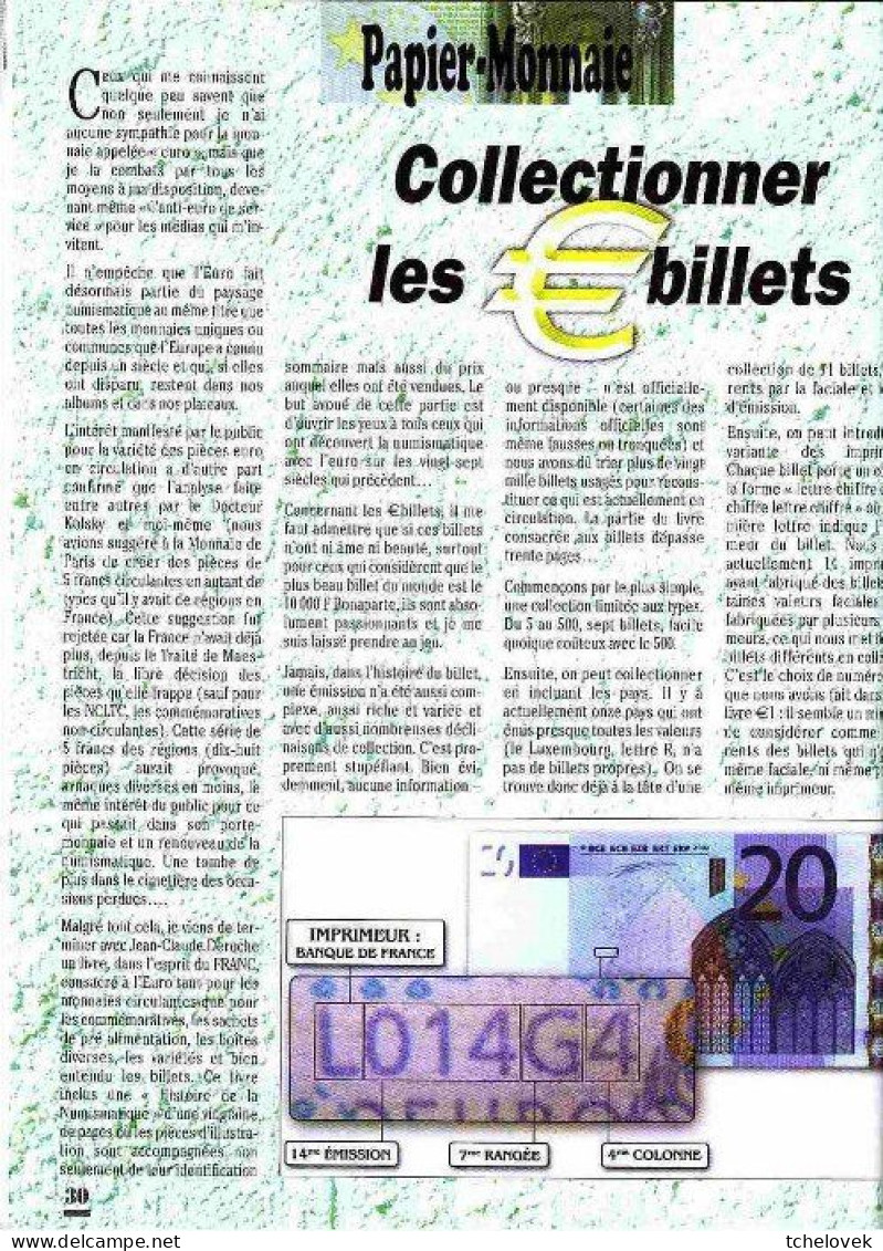 (Livres). Numismatique Et Change Mai 2001 Naissance Du Papier Monnaie...& N° 334 Euro 1 An Déjà - Literatur & Software