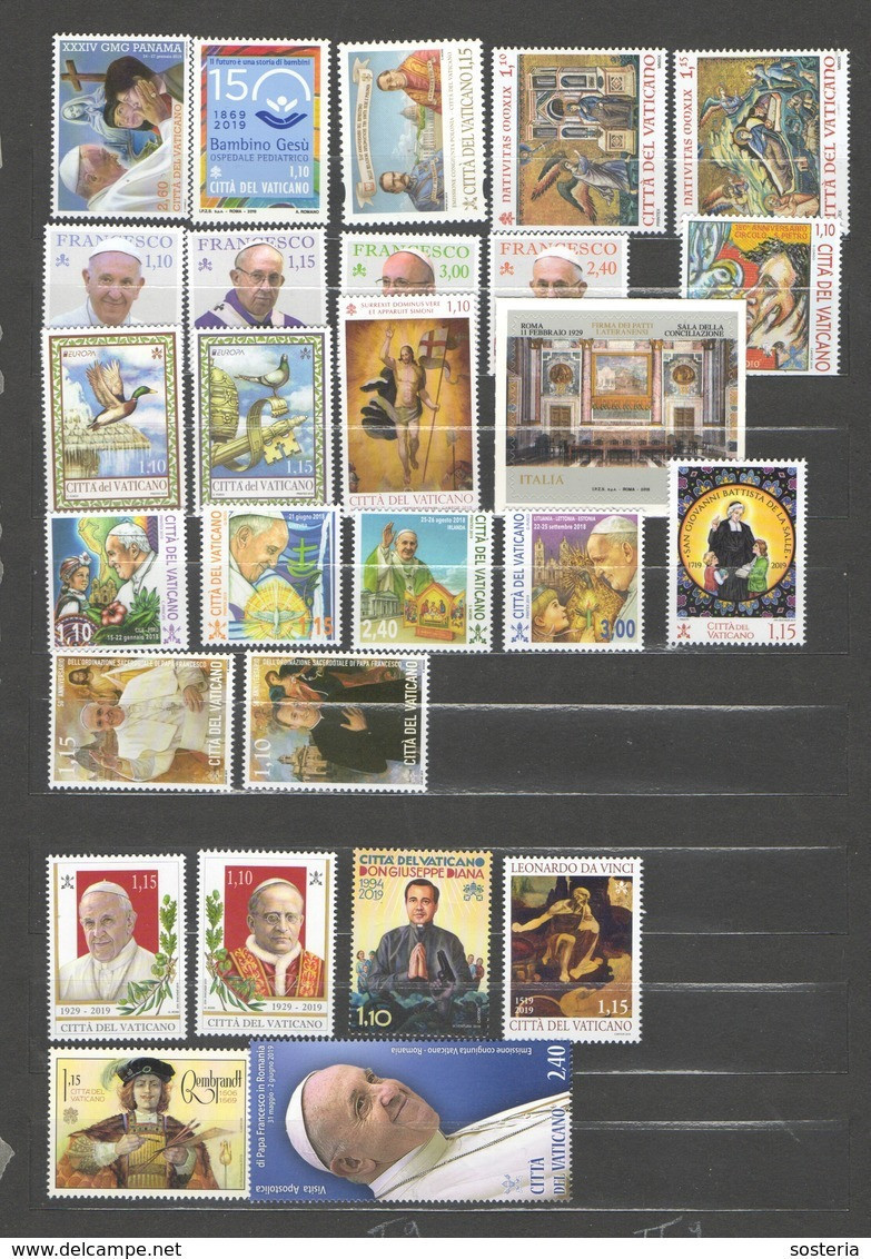 2019 - VATICANO - S70A2 - SET OF 58 STAMPS ** - Neufs